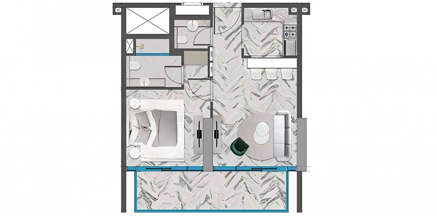 Byt v RED SQUARE TOWER v Jumeirah Village Triangle, Dubai, SAE 1 ložnice, 58.32 m² Č.: 380736