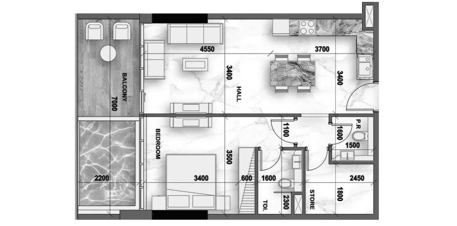 Korter asukohaga Peace Lagoons 2 asukohaga Dubai Land, AÜE: 1 magamistoaga, 77.85 m² Nr 718338