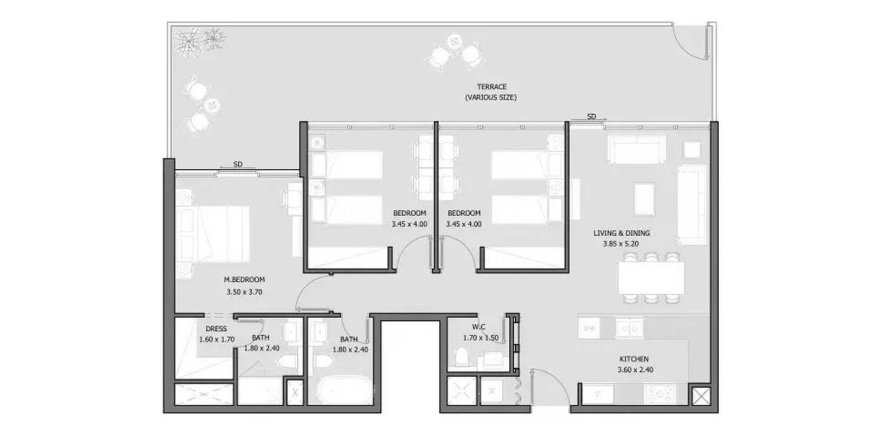 Пәтер Sila, Masdar City, Абу-Даби, БАӘ-да 3 жатын бөлмелер, 163.01 м² № 695891