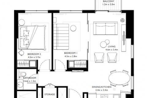 Byt v COLLECTIVE 2.0 v Dubai Hills Estate, SAE 2 ložnice, 68 m² Č.: 637148 - fotografie 3