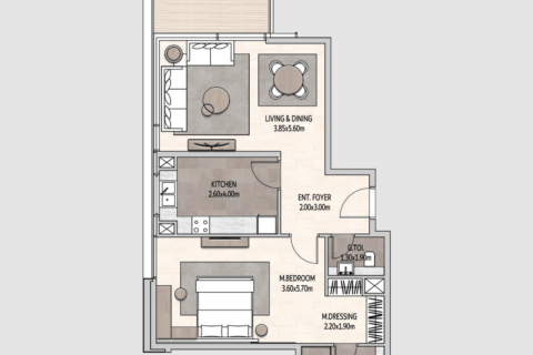 Leilighet til salgs i Yas Island, Abu Dhabi, Emiratene 1 soverom, 91 kvm Nr. 732717 - Foto 3