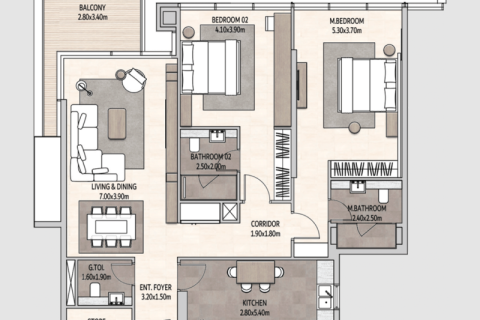 Leilighet til salgs i Yas Island, Abu Dhabi, Emiratene 1 soverom, 91 kvm Nr. 732717 - Foto 4