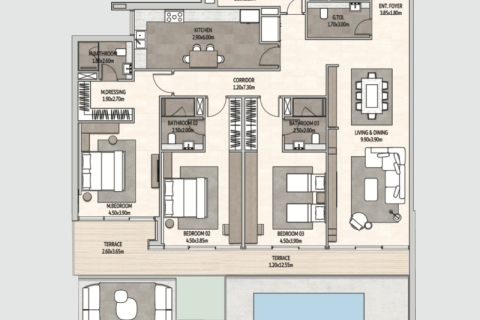 Leilighet til salgs i Yas Island, Abu Dhabi, Emiratene 1 soverom, 91 kvm Nr. 732717 - Foto 9