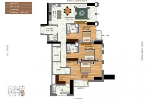 Byt v MEERA TOWER v Business Bay, Dubai, SAE 3 ložnice, 179 m² Č.: 637376 - fotografie 6