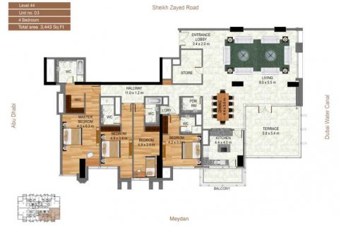 Apartemen di MEERA TOWER di Business Bay, Dubai, UEA 4 kamar tidur, 319 m2 nomor 637375 - foto 8