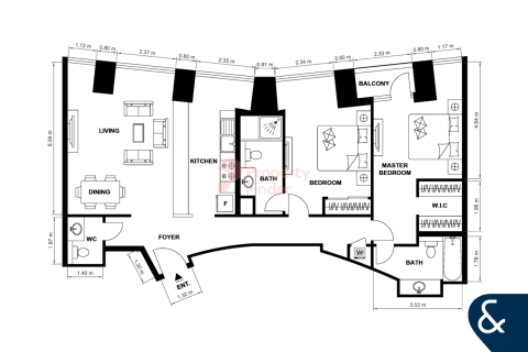 Lägenhet till försäljning i Dubai Marina, Dubai, UAE 2 sovrum, 117 kvm Nr. 688980 - fotografi 12