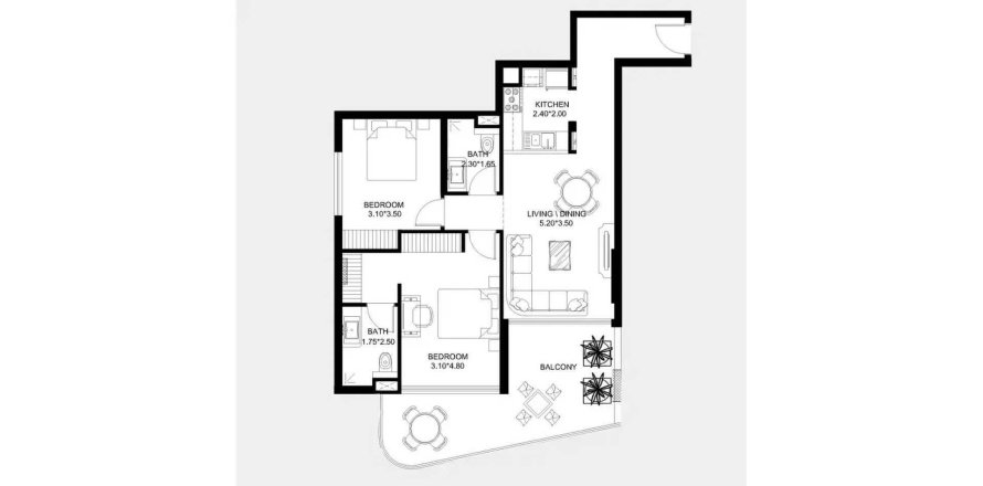 Dubai South (Dubai World Central)、Dubai、UAEにあるマンション 2ベッドルーム、105.67 m2 No707301