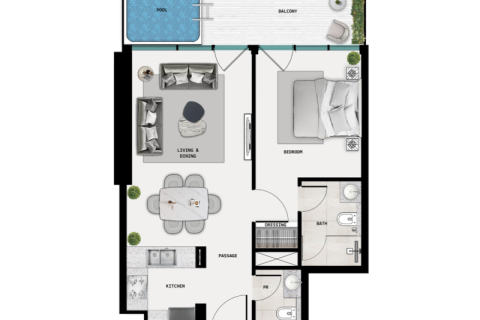 Apartament de vânzare în Majan, Dubai, EAU 1 cameră  №690241 - poză 8