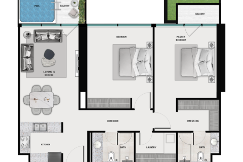 Apartament de vânzare în Majan, Dubai, EAU 1 cameră  №690241 - poză 9