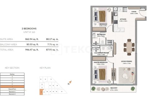 Apartment til salg i Meydan, Dubai, UAE 3 soveværelser, 152 kvm № 703250 - foto 23