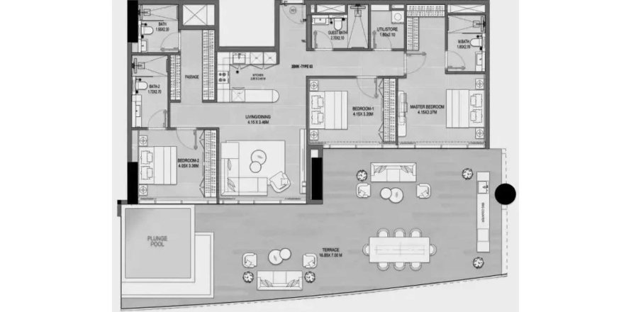 Huoneisto Rabdan Gates Majan, Dubai, Arabiemiraatit 3 makuuhuonetta, 232.63 m2 № 714265