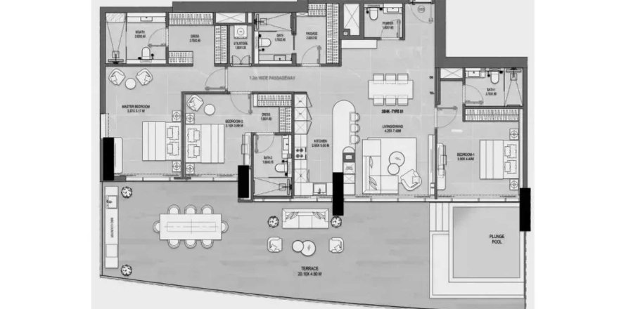 Huoneisto Rabdan Gates Majan, Dubai, Arabiemiraatit 3 makuuhuonetta, 253.16 m2 № 714264