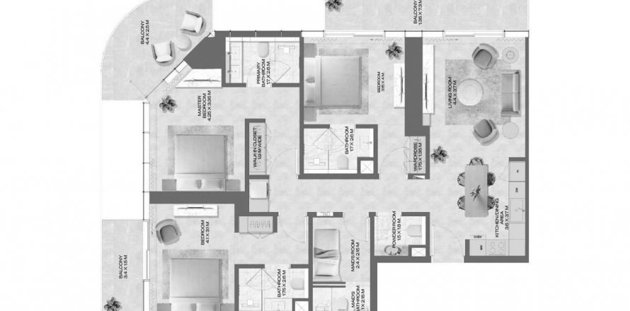 Apartment in DWTN Residences in Business Bay, Dubai, UAE 3 bedrooms, 156.26 sq.m. № 630625