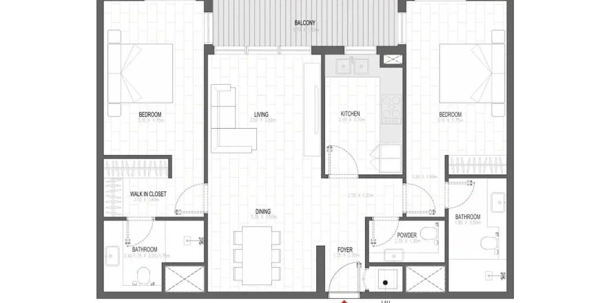 Apartmen di Olfah di Muwaileh Commercial, Sharjah, UAE 2 bilik tidur, 114.47 meter persegi № 714101