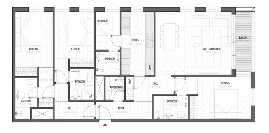 Apartmen di Olfah di Muwaileh Commercial, Sharjah, UAE 3 bilik tidur, 138.96 meter persegi № 714105