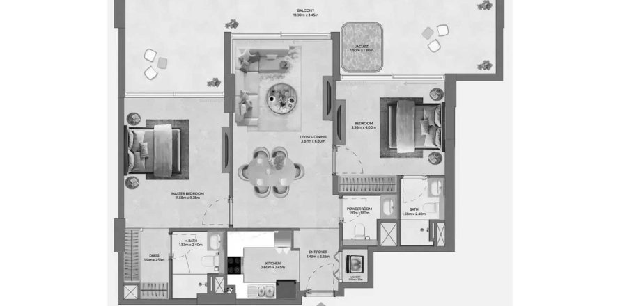 Apartament në Hermina by Casagrand në Dubai, Emiratet e Bashkuara Arabe 2 dhoma gjumi, 129.88 m2. № 713511