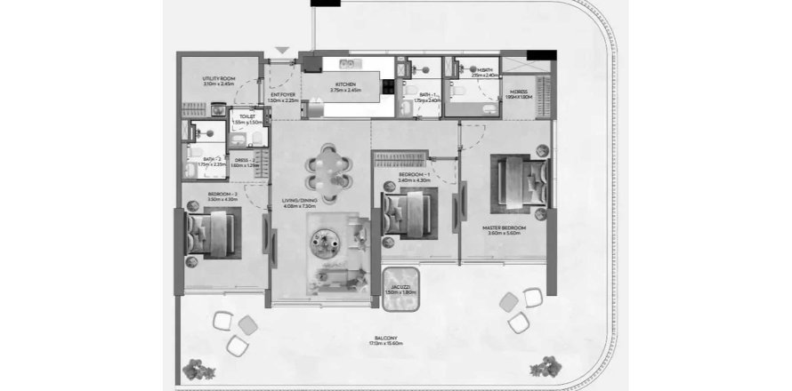 Apartament në Hermina by Casagrand në Dubai, Emiratet e Bashkuara Arabe 3 dhoma gjumi, 251.67 m2. № 713513