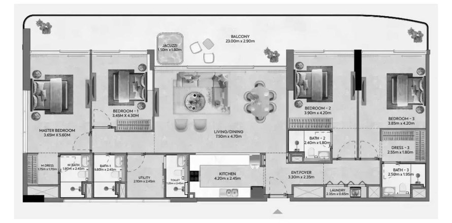 Apartament në Hermina by Casagrand në Dubai, Emiratet e Bashkuara Arabe 4 dhoma gjumi, 233.65 m2. № 713516