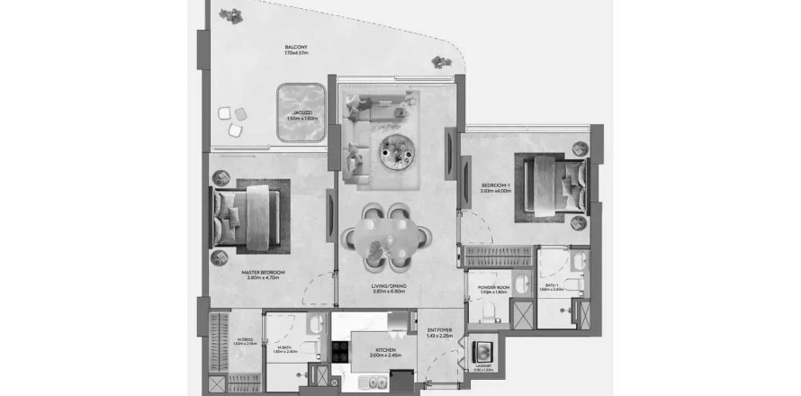 Apartament në Hermina by Casagrand në Dubai, Emiratet e Bashkuara Arabe 2 dhoma gjumi, 112.69 m2. № 713510