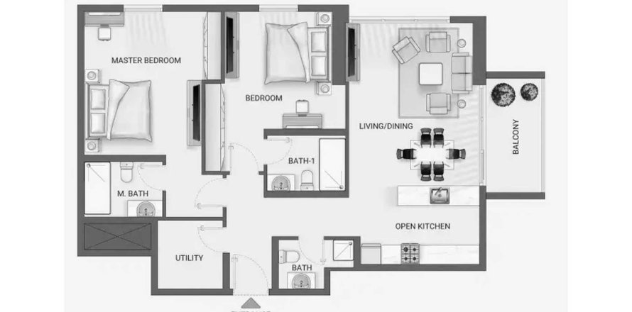 Apartamento en Jumeirah Village Circle, Dubai, EAU 2 dormitorios, 60.96 m² № 713526