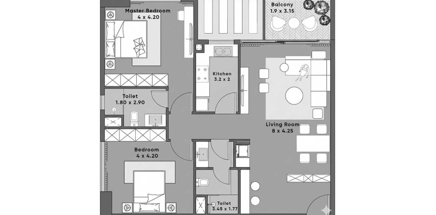 Appartement in Dubai, VAE 2 slaapkamers, 103 vr.m. nr 697241