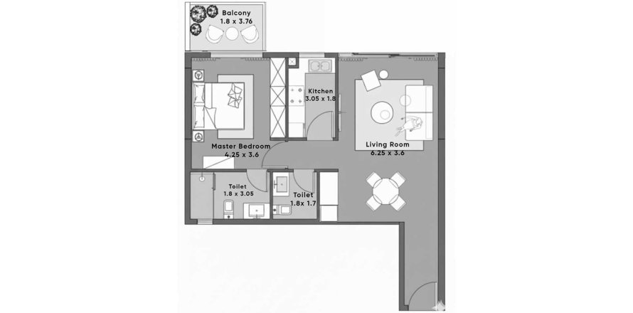 Appartement in Dubai, VAE 1 slaapkamer, 75 vr.m. nr 697236