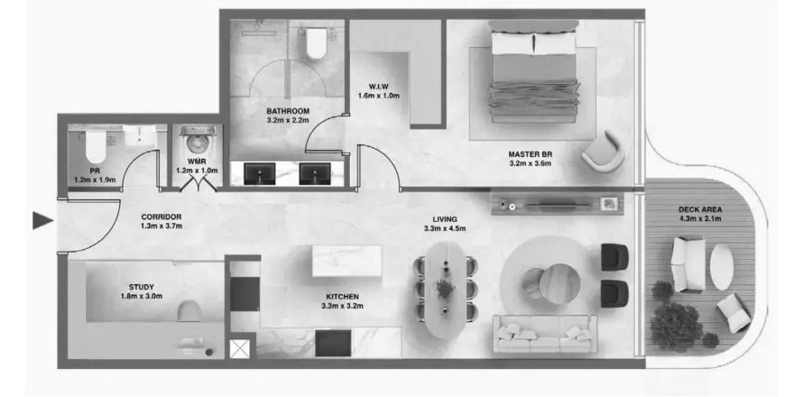 Apartament w Deira, Dubai, ZEA 1 sypialnia, 75.34 mkw. nr 717463