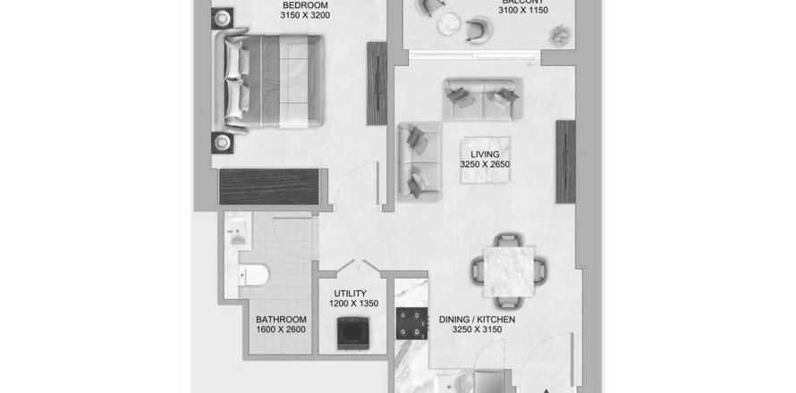 Floor plan «TYPE A1», 1 bedroom, in Skyvue Altier