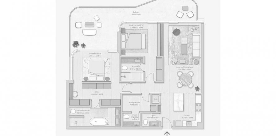 Apartment in Esme Beach Residences in Dubai, UAE 2 bedrooms, 161.1 sq.m. № 637933