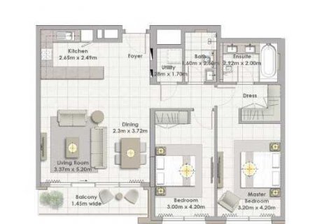 Apartament në THE COVE në Dubai Creek Harbour (The Lagoons), Emiratet e Bashkuara Arabe 2 dhoma gjumi, 112 m2. № 637171 - Foto 3