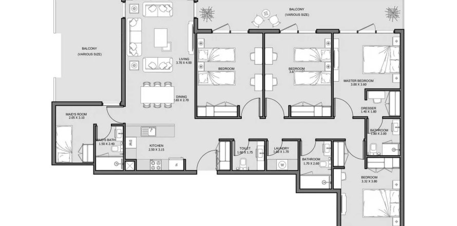 Takvåning i Al Reem Island, Abu Dhabi, UAE 4 sovrum, 187.01 kvm Nr. 579973