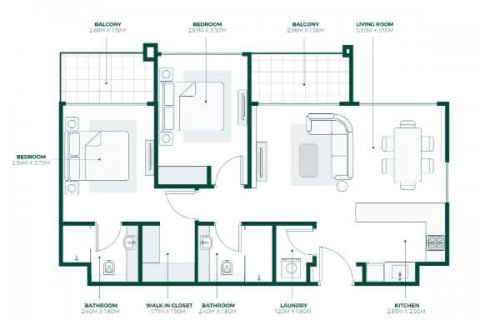 Apartament në Nadd Al Sheba, Dubai, Emiratet e Bashkuara Arabe 2 dhoma gjumi, 125 m2. № 636993 - Foto 4