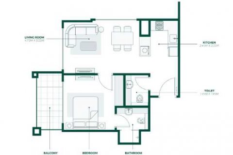 Byt v Nadd Al Sheba, Dubai, SAE 1 ložnice, 83 m² Č.: 636996 - fotografie 3