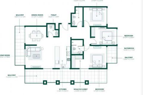 Apartament në Nadd Al Sheba, Dubai, Emiratet e Bashkuara Arabe 3 dhoma gjumi, 161 m2. № 636995 - Foto 4
